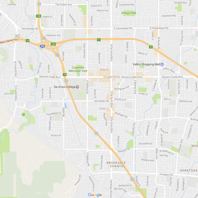 Map of tutoring area served around cupertino by AJ Tutoring